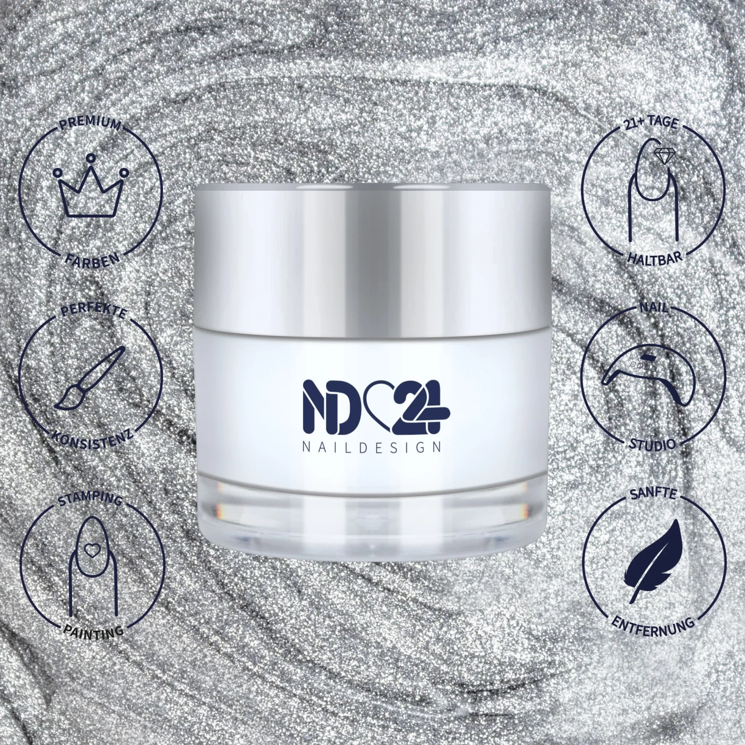 Soak Off Effect Gel Glimmer Silver 4 Soak Off Effect Gel Glimmer Silver – Bild 2